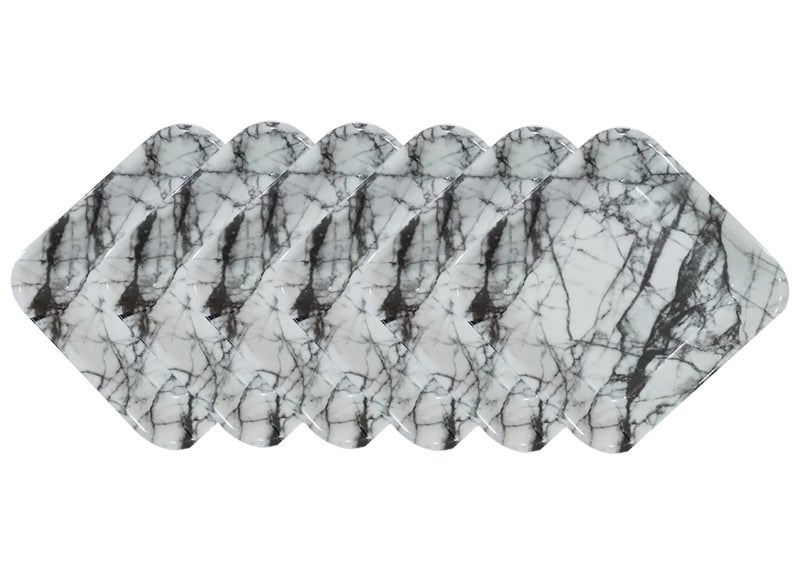ZIDO (Pack of 6 Italian Marble Look Multipurpose Snacks/Starter Plate for Serving All Type of Snacks Like Dhokla, Samosa, Sandwich, Burger, Noodles and More Multi Items - Image 1