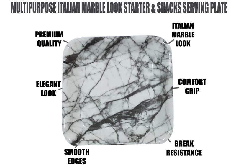 ZIDO (Pack of 6 Italian Marble Look Multipurpose Snacks/Starter Plate for Serving All Type of Snacks Like Dhokla, Samosa, Sandwich, Burger, Noodles and More Multi Items - Image 4