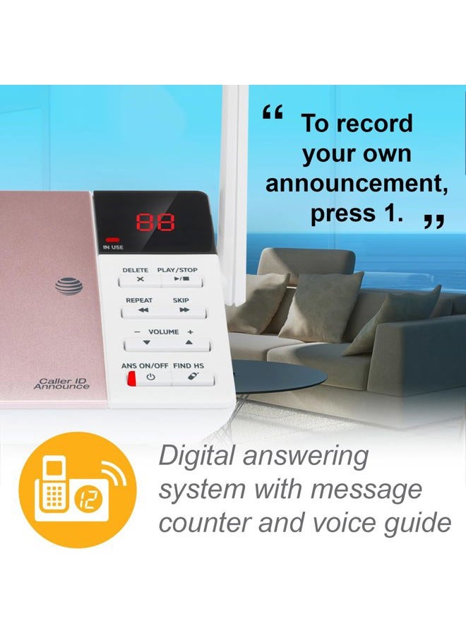 AT&T CL82557 DECT 6.0 5-Handset Cordless Phone for Home with Answering Machine, Call Blocking, Caller ID Announcer, Intercom and Long Range, Rose Gold - Image 5