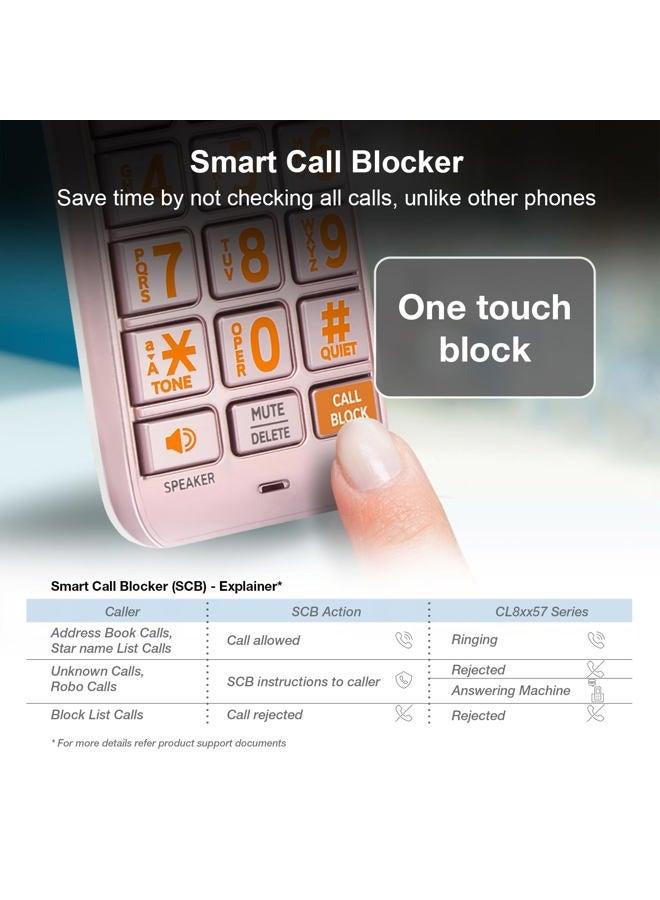 AT&T CL82557 DECT 6.0 5-Handset Cordless Phone for Home with Answering Machine, Call Blocking, Caller ID Announcer, Intercom and Long Range, Rose Gold - Image 3