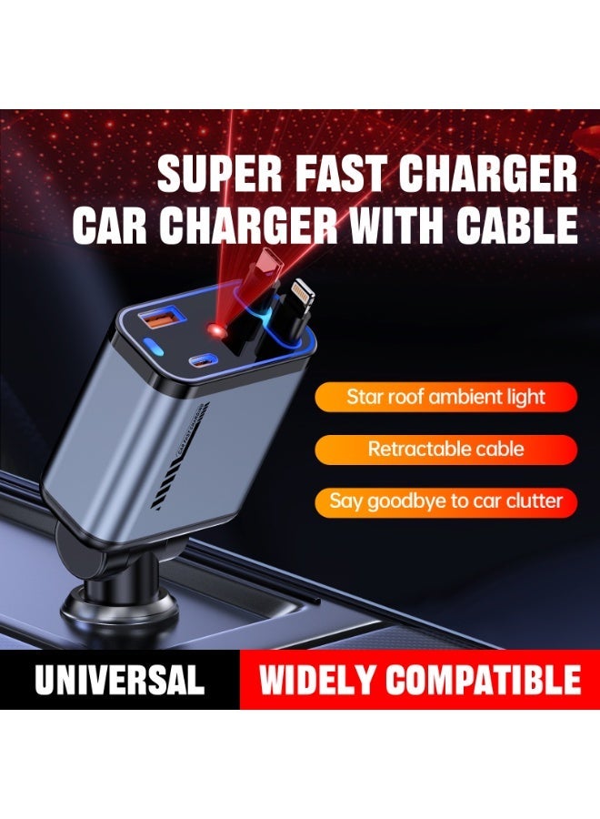 سمارتكس شاحن سيارة 4 في 1 قابل للسحب مع إضاءة LED وشحن سريع - Image 5