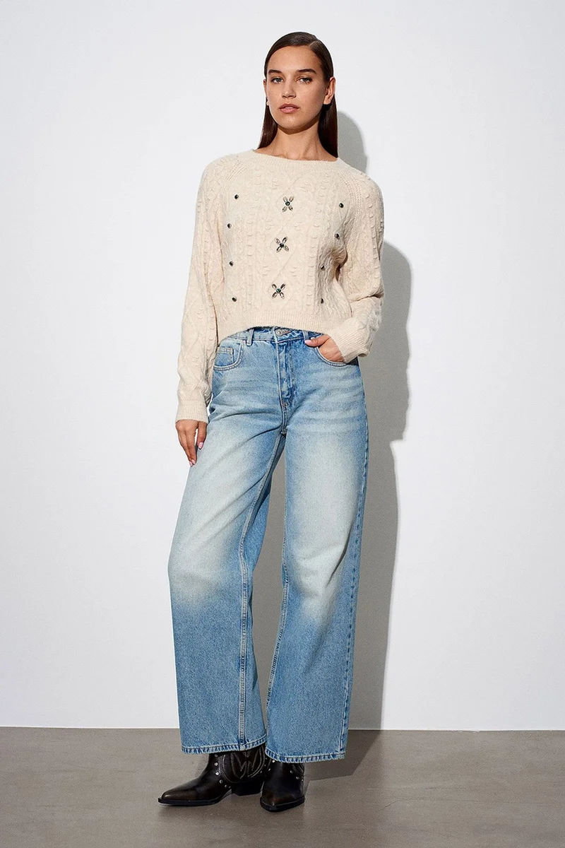 Dilvin Cream Natural DILVIN Women's Knit Sweater for Women | Best Price UAE