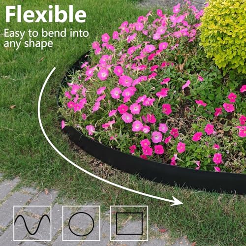 LXVOOEE Landscape Edging Border 3 Inch Tall 25Ft with 35Pcs 8 Gauge Metal Spikes, Plastic Garden Edging Border Garden Fence Border Lawn Edging for Landscaping, Flower Bed, Tree Ring, Pathway - Image 5