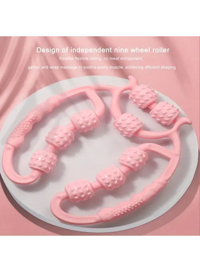 مساج أرجل وردي 9 رولر للفخذين وعضلة الساق بتصميم حلقي - Image 1
