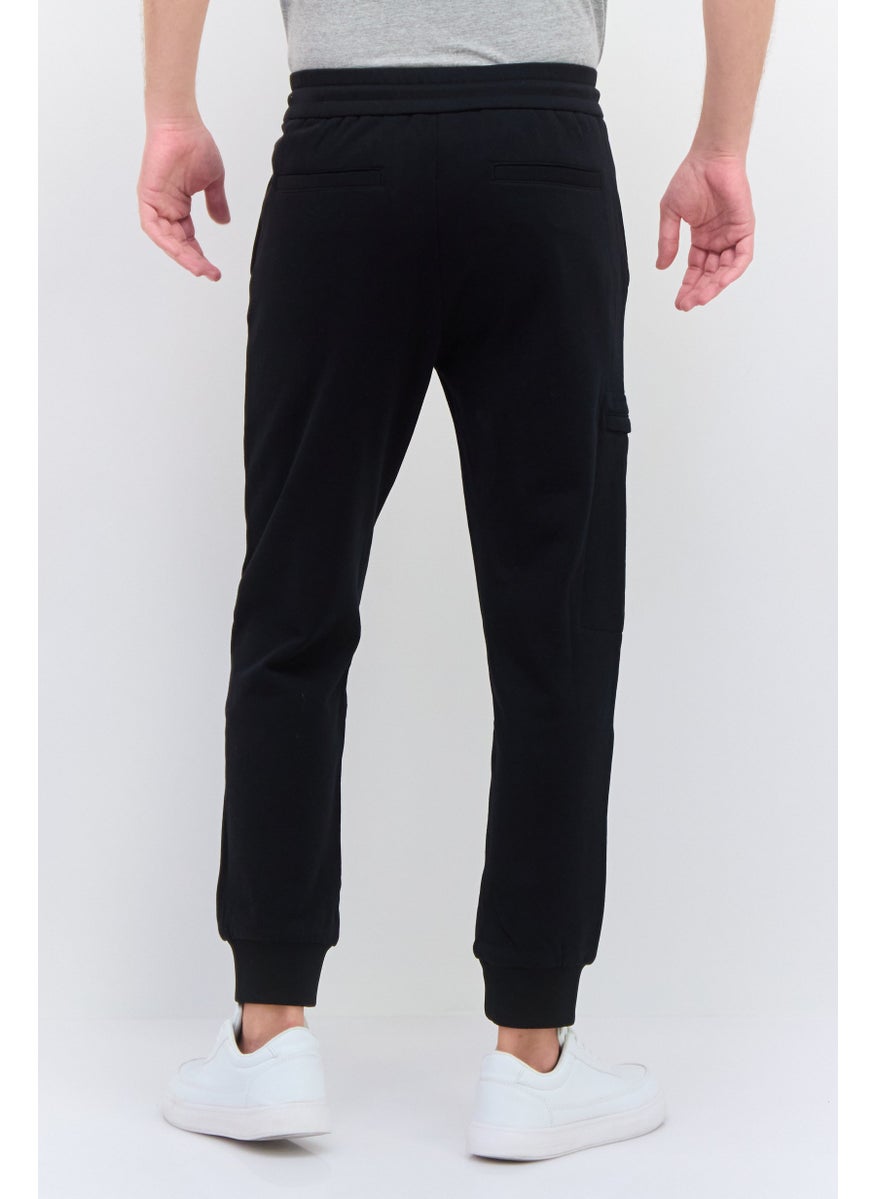 Selected Homme Men Cuffed Solid Drawstring Jogger Pants, Black  - Image 2