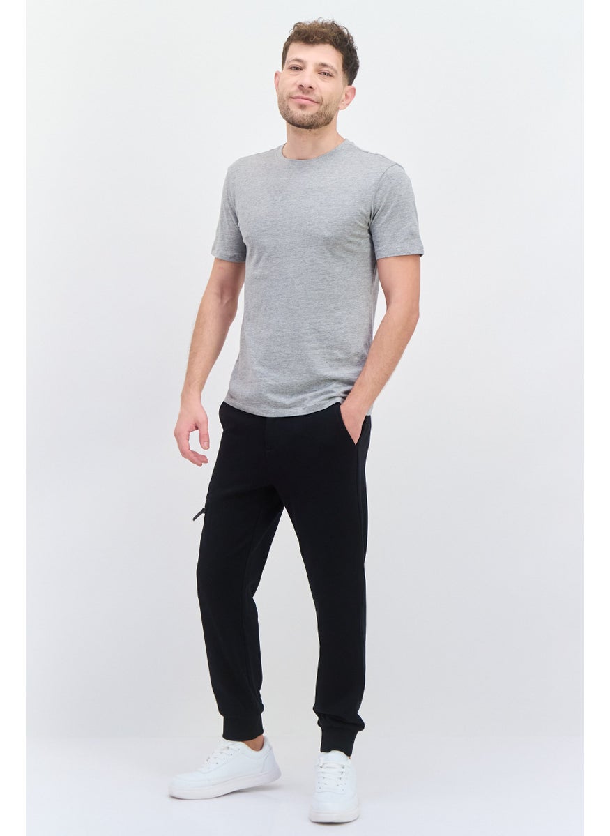 Selected Homme Men Cuffed Solid Drawstring Jogger Pants, Black  - Image 3