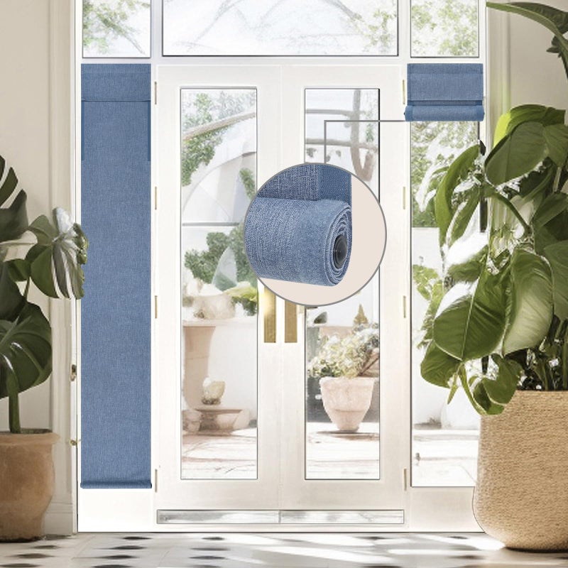 WDFOUR TRIPLE LAYERS UV PROTER 100 ٪ Light Block Multi-Use No No Love Easy Easy Surtains Tructains Doller Roller Window Blind لأجنحة المكاتب والمنزل (18Wx70L Stone Blue 1 قطعة) - Image 1