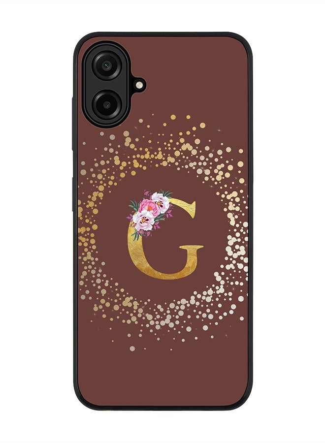 Stylizedd For Samsung Galaxy A07 4G Case,Slim fit Camera Protection, Shockproof Thin Phone cover  - Custom Monogram Floral - G  (Brown )