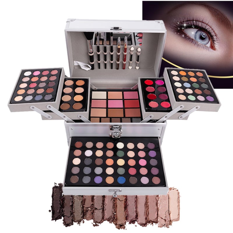 PhantomSky 132 Colors Allinone Makeup Palette Cosmetic Contouring Kit Gift Box Combination with Eyeshadow Cream Concealer Eyebrow Powder Lip Gloss Blush and Face Pressed Powder