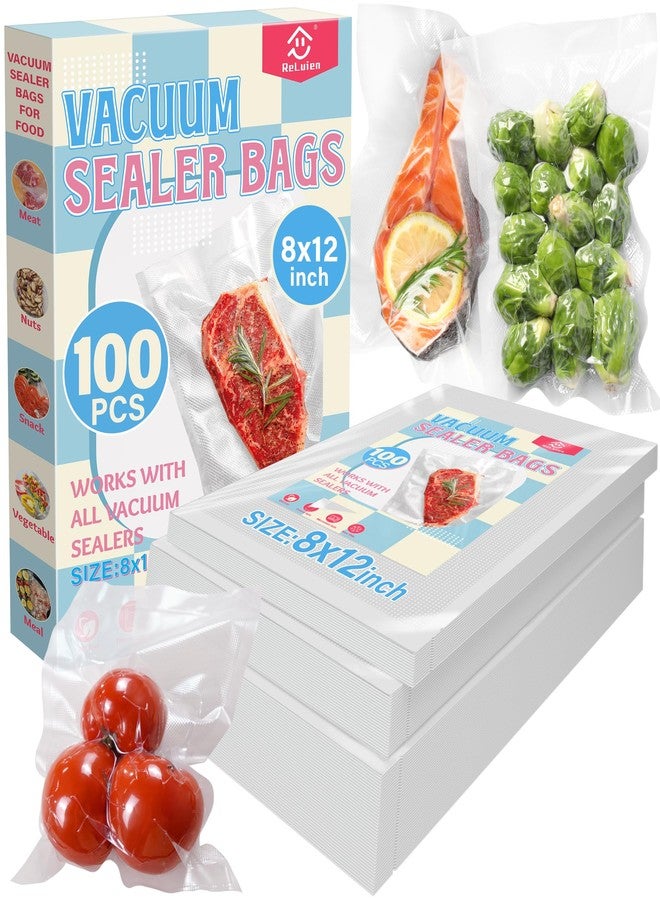 ReLuien Vacuum Sealer Bags, 100 Count 8x12 Inch Food Vac Bags, PreCut Bag for Airtight Food Storage, Meal Prep or Sous Vide Cooking, Keep Food Fresh and Nutrients, BPA Free and Heavy Duty - Image 1