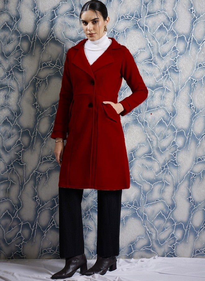 Athena Red Woollen Trench Coat for Women - Image 5