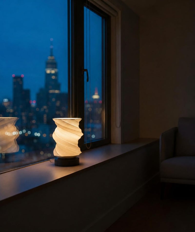 Modern 3D Geometric Spiral Table Lamp, LED Warm Ambient Lighting with Triangular Base, Decorative Lamp for Bedroom, Living Room, Office - Image 4