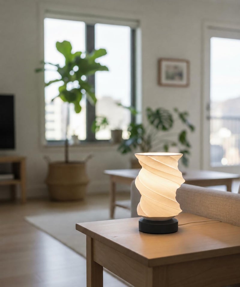 Modern 3D Geometric Spiral Table Lamp, LED Warm Ambient Lighting with Triangular Base, Decorative Lamp for Bedroom, Living Room, Office - Image 5