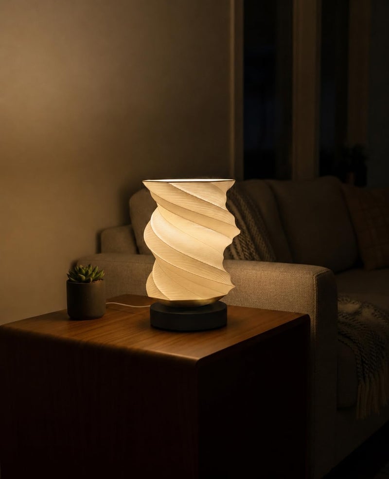 Modern 3D Geometric Spiral Table Lamp, LED Warm Ambient Lighting with Triangular Base, Decorative Lamp for Bedroom, Living Room, Office - Image 2