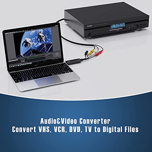 Flsazrx Capture Card, USB Video Capture Card Device, Audio Video Converter Grabber for RCA to USB-Convert VHS Mini DV VCR Hi8 DVD to Digital, for PC TV Tape Player Camcorder, MAC Windows Vista Compatible - Image 2