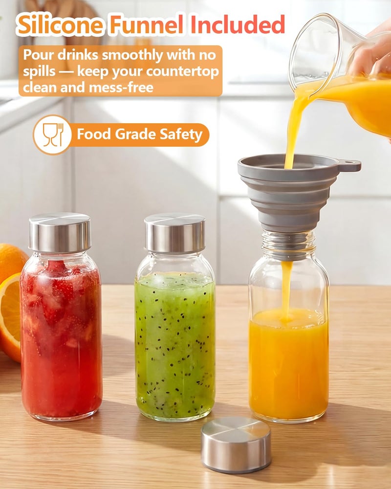 Zukro 8 oz Glass Water Bottles with Lids, Reusable Clear Juice Bottles With Stainless Steel Airtight Cap for Juicing, Ginger Shot, Milk, 250ml Leak Proof Small Smoothie Container, BPA Free, Set of 8 - Image 4