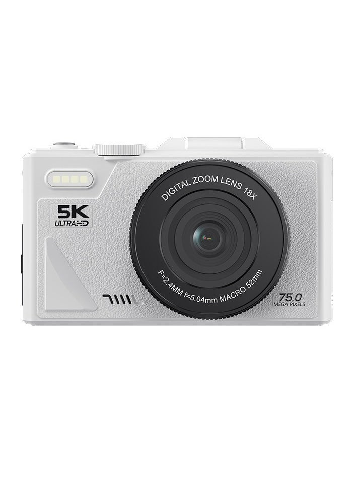 Generic Digital Camera, 5K Vlogging Camera, Kids Camera 75MP Point and Shoot Digital Cameras with 64GB TF Card, 18X Zoom, For Kids Boys Girls(White)  - Image 2