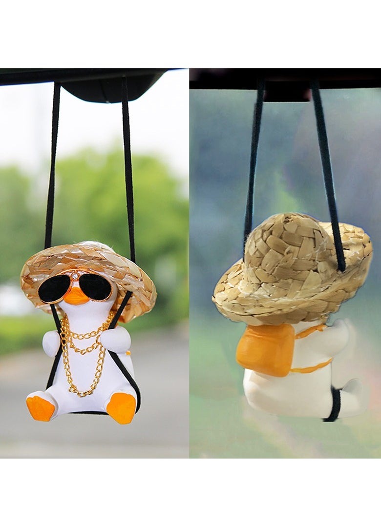 Car rearview mirror Swing Duck Pendant cute cartoon straw hat Schoolbag Style Ornament Creative duck pendant decoration - pzsku/Z9983038C864D63EAC75AZ/45/_/1724515114/acbd901e-da62-494f-bf55-0731ce0db295