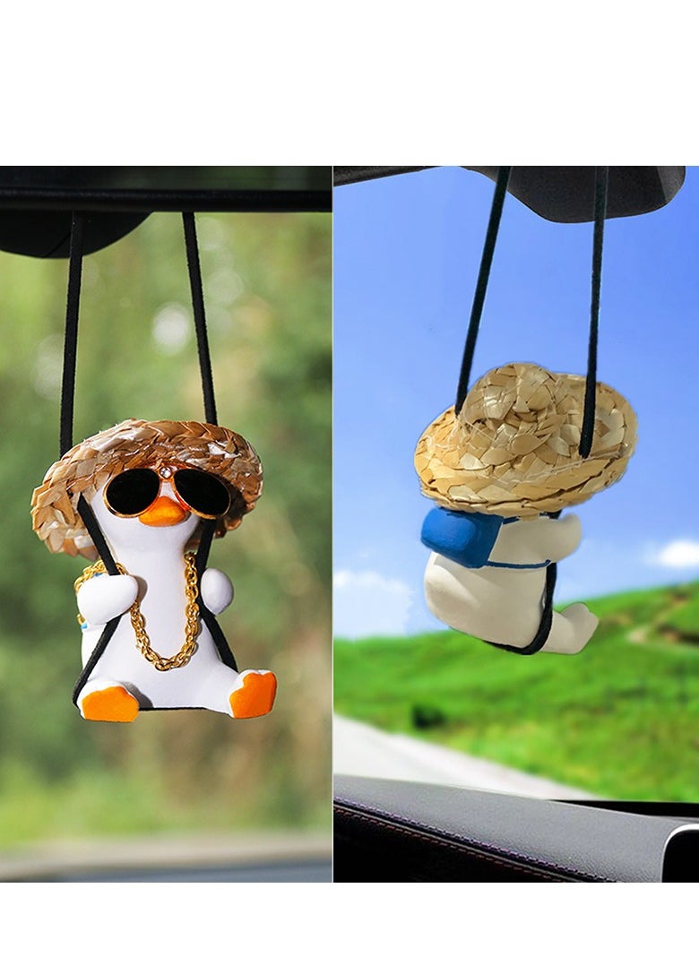 Car rearview mirror Swing Duck Pendant cute cartoon straw hat Schoolbag Style Ornament Creative duck pendant decoration - pzsku/Z9983038C864D63EAC75AZ/45/_/1724515115/bbac09d2-5e37-4fa7-84ee-3d5a2399f3eb