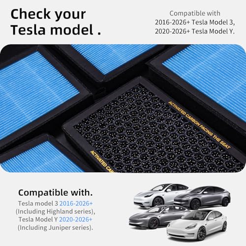 CYBERBEANS Air Conditional Replacement with Activated Carbon for Tesla Model 3 Model Y HEPA Cabin Air Filter Accessories 2016-2024/2025/2026 Juniper Highland Upgraded Version(2 Pack) - Image 2