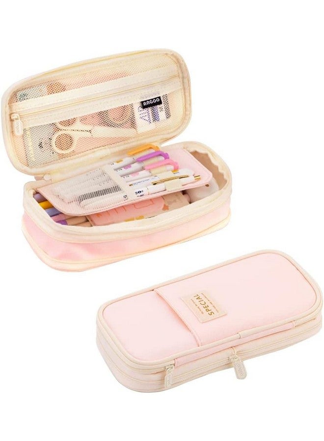 KAYZON KAYZON Polyester Cute Aesthetic Big Capacity Zipper Pencil Cases,Big Capacity Special Pencil Pen Case Office College School Large Storage High Capacity Bag Pouch Boys Office (Pack Of 1, Pink) - Image 1