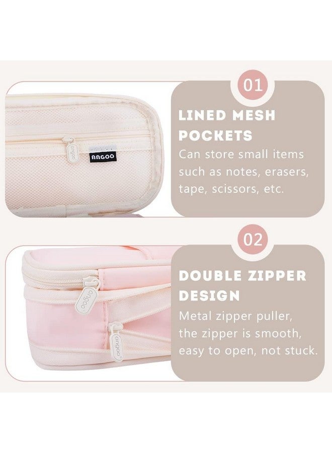 KAYZON KAYZON Polyester Cute Aesthetic Big Capacity Zipper Pencil Cases,Big Capacity Special Pencil Pen Case Office College School Large Storage High Capacity Bag Pouch Boys Office (Pack Of 1, Pink) - Image 5