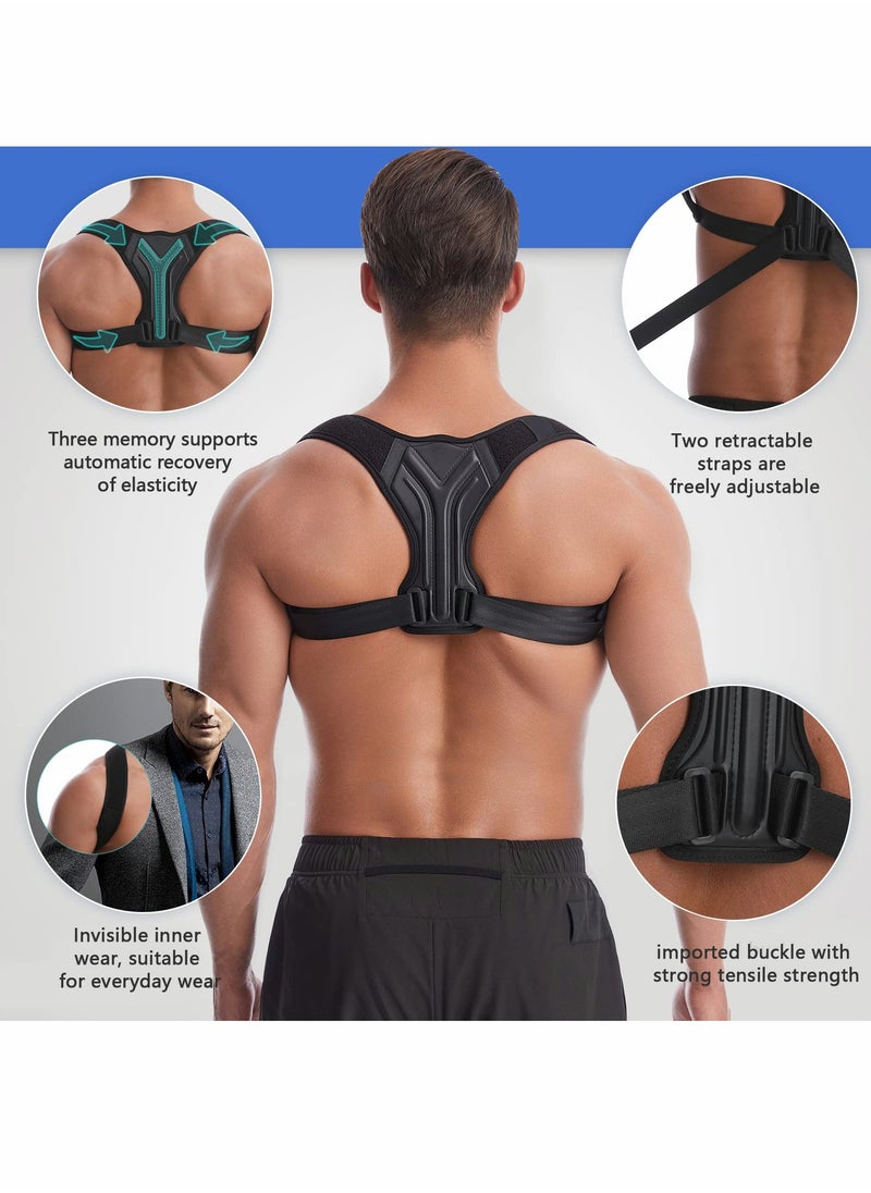 Generic Back Correction Strap, Adjustable Posture Corrector Spine Straightener for Relief of Neck Shoulder Pain Develop Good Seated Standing for Men Women Elderly Teens (Black, S)  - Image 2