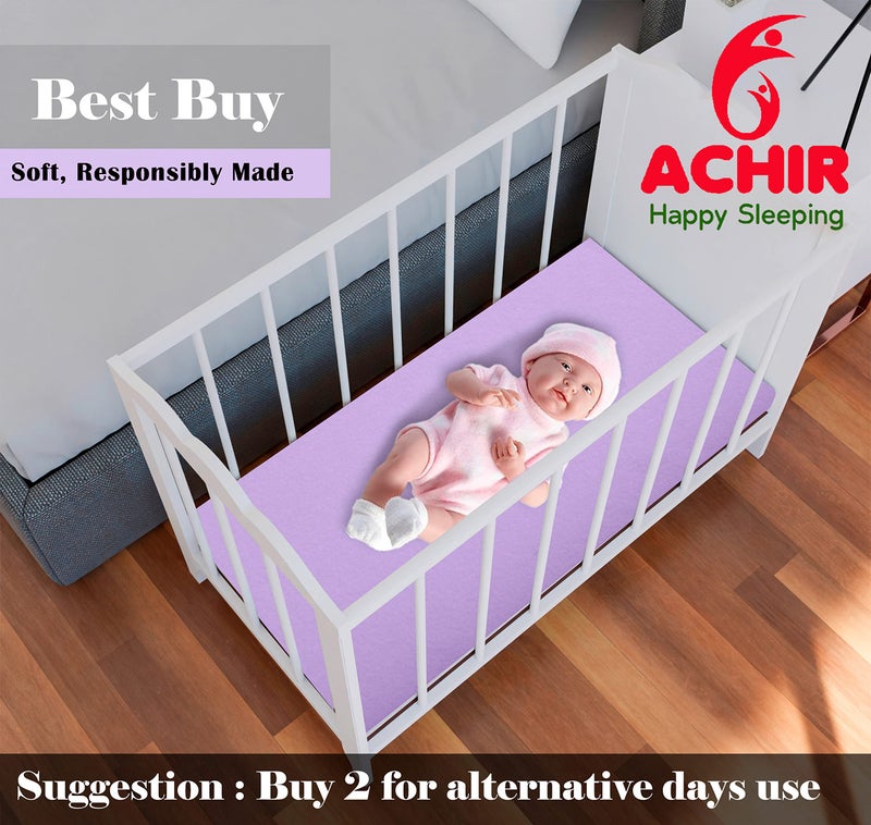 ACHIR Waterproof Cotton Dry Sheet/Bed Protector/Absorbent Mat Large, 100 cm x 140 cm, Purple - Image 3