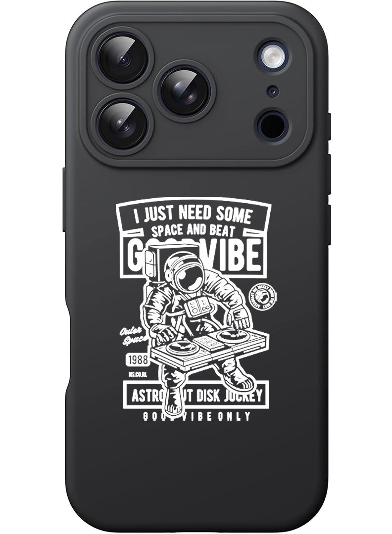 Theodor Protective Slim Fit Case Liquid Silicone Cover with Full Body Protection Anti-Scratch Shockproof Case For Apple iPhone 17 Pro Max (Black) Good vibe - White - Image 1