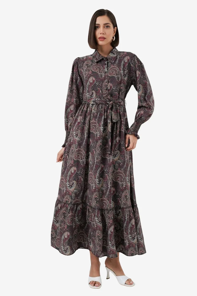 بيغ دارت BDART Paisley Belted Midi Shirt Dress