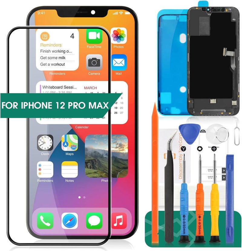 SRJTEK for iPhone 12 Pro Max Screen Replacement A2411 3D Touch LCD Screen Replacement A2342 LCD Display A2410 Touch Digitizer Assembly A2412 Repair Parts Kits - Image 1