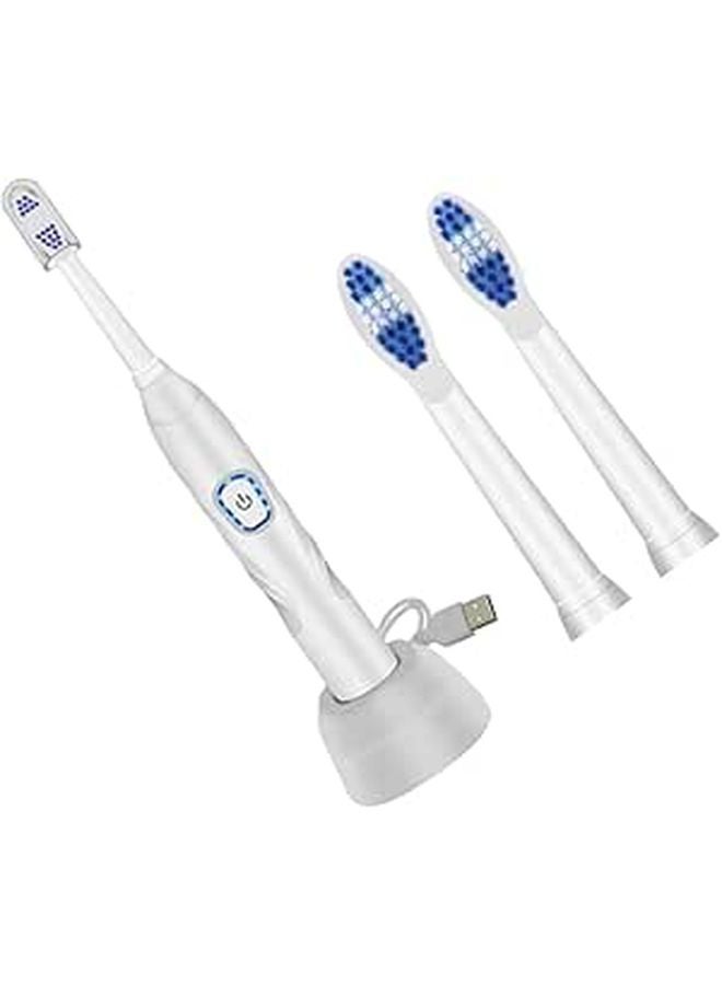 USB Rechargeable Sonic Electric Toothbrush White Set Home Use - Image 1