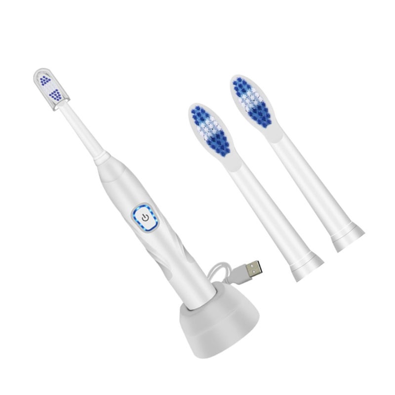 USB Rechargeable Sonic Electric Toothbrush White Set Home Use - Image 2