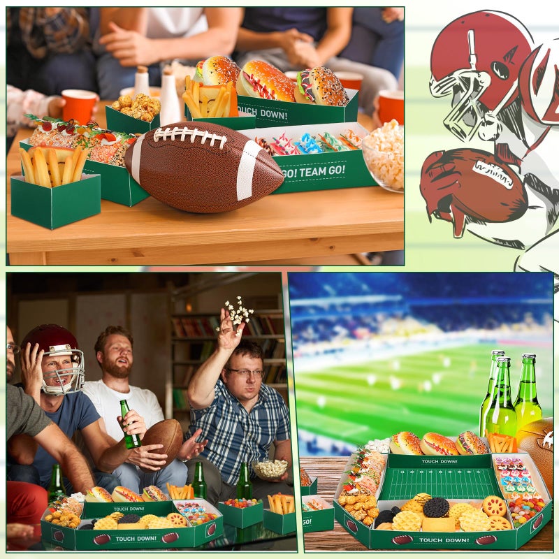 SiliFine SiliFine Football Stadium Shape Football Paper Food Tray Football Party Supplies Food Trays Serving Boats Snack Trays for Football Sports Game Birthday Favors - Image 3