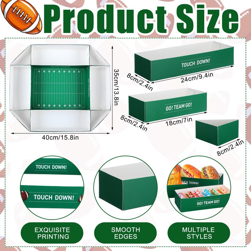 SiliFine SiliFine Football Stadium Shape Football Paper Food Tray Football Party Supplies Food Trays Serving Boats Snack Trays for Football Sports Game Birthday Favors - Image 1