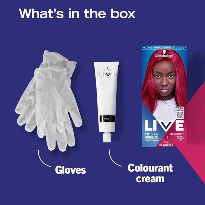 Live Ultra Brights Or Pastels Vibrant Semi Permanent Pink Hair Dye 91 Raspberry Rebel 1 Count Pack of 4