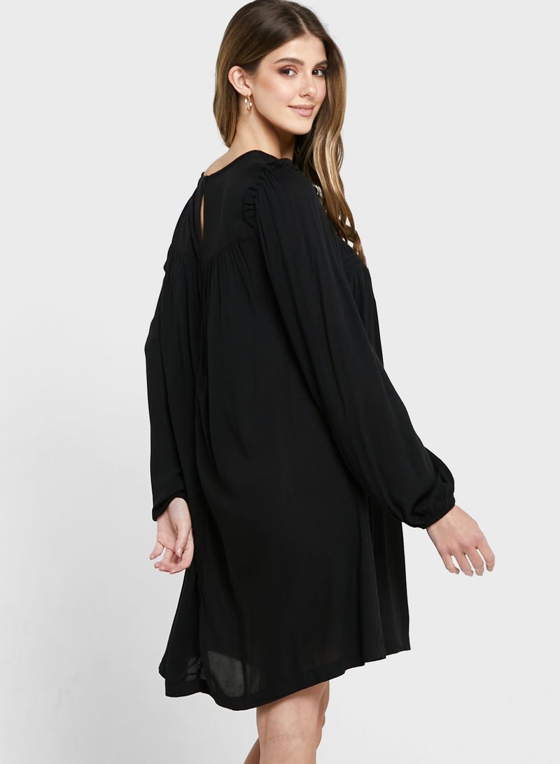 Smocked Long Sleeve Dress