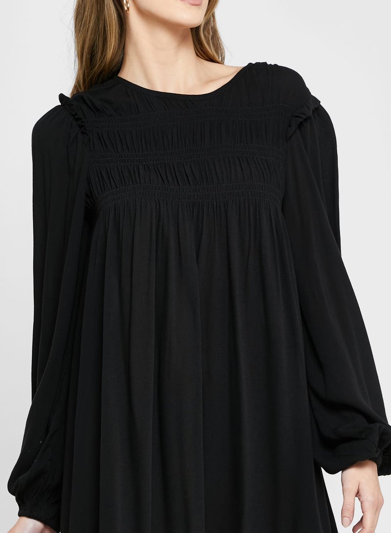 Smocked Long Sleeve Dress