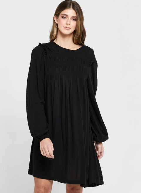 Smocked Long Sleeve Dress