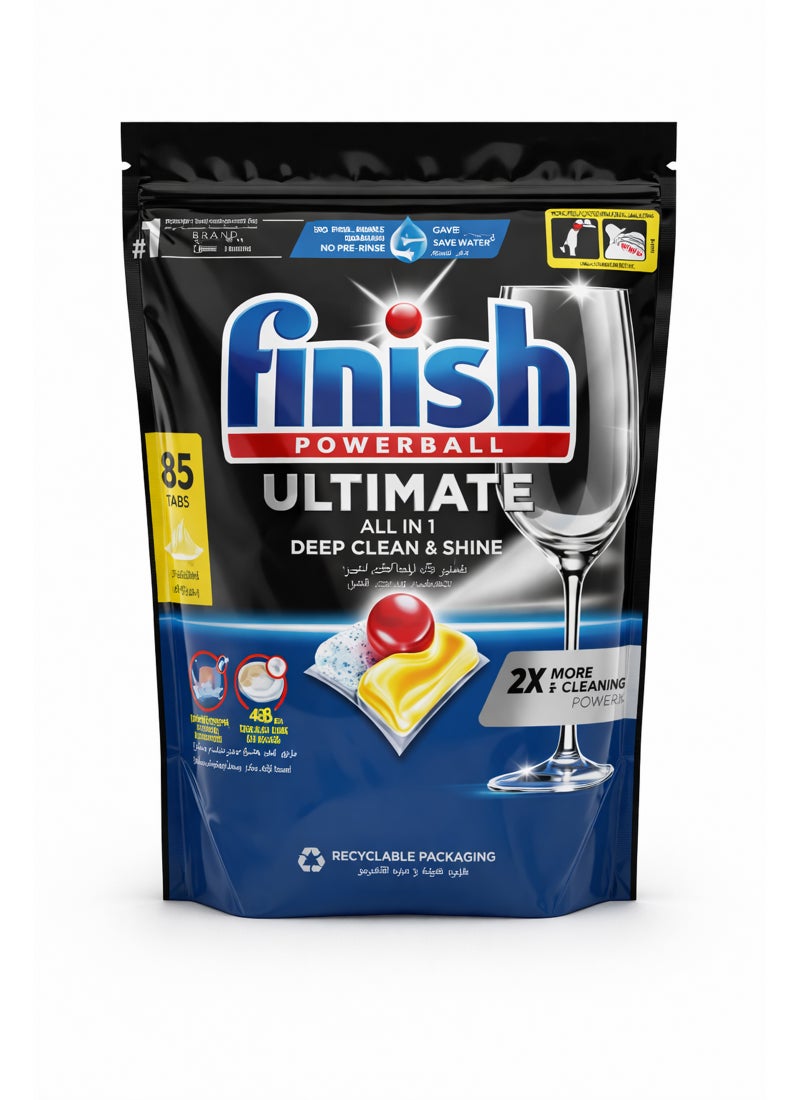 Finish Powerball Ultimate All In One Dishwasher Tablets Lemon Sparkle Scent 85 Tabs - Image 1