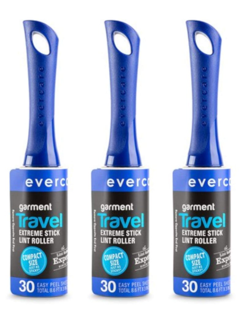 Lint Remover Pet Hair Roller Lint Roller and Pet Hair Remover Travel Size Evercare 30 Sheet Sticky Pack of 3 90 Sheets