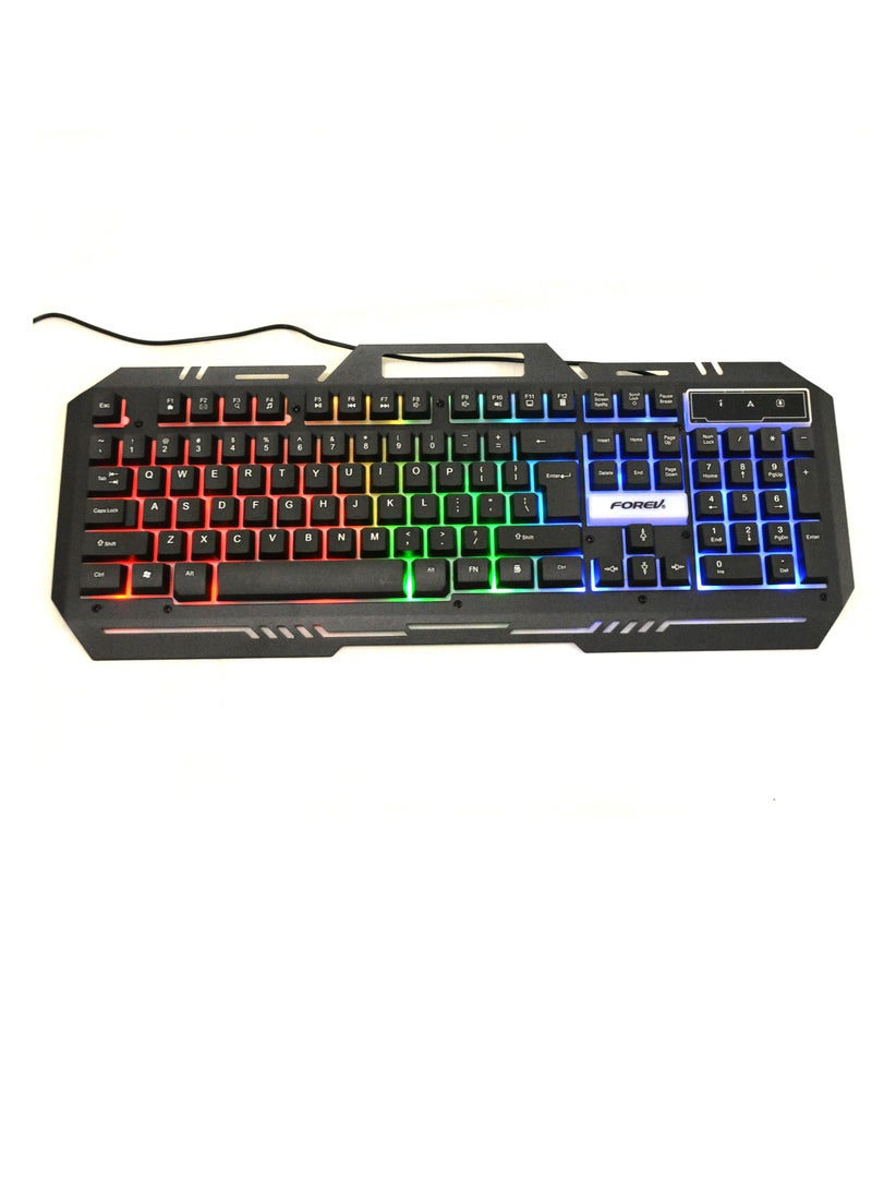 Forev FV-Q307 Rainbow Backlit Metal Gaming Keyboard - Image 1