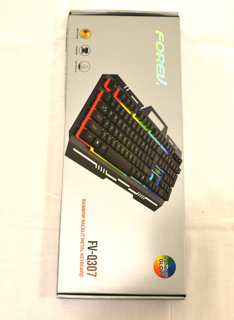 Forev FV-Q307 Rainbow Backlit Metal Gaming Keyboard - Image 5