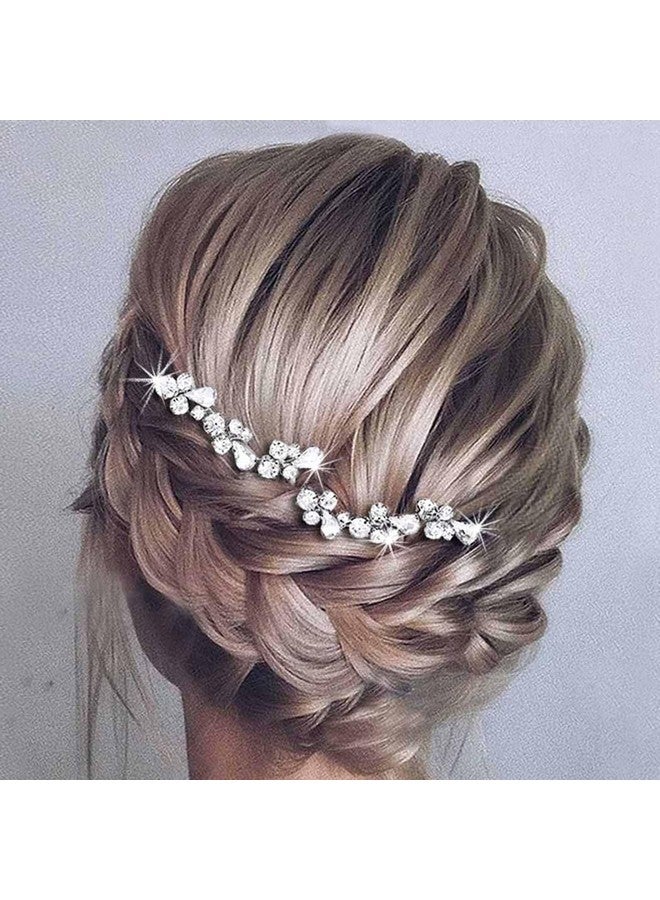 إيز ديلي دبابيس شعر زفاف العروس فضية كريستال قطع شعر الزفاف حجر الراين إكسسوارات الشعر للنساء والفتيات (عبوة من 2) (فضي) - Image 1