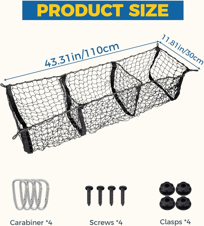 UBOG Cargo Net,Cargo Net for SUV,Truck Bed Organizer,Car Accessories Automotive Cargo Nets,3 Pocket Truck Bed Cargo Net,Truck Net Truck Storage,Mesh Storage Net for SUV, Car, Pickup Truck Bed, Etc Temp & permanent project compatible - Image 2