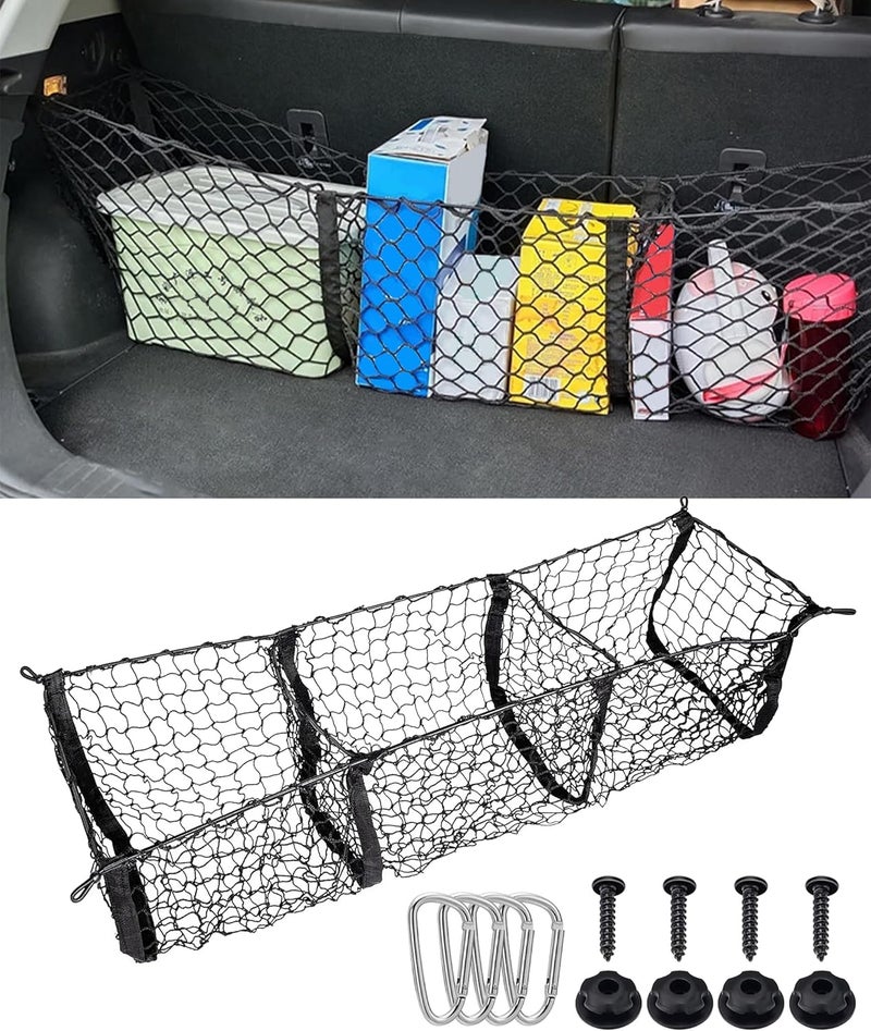 UBOG Cargo Net,Cargo Net for SUV,Truck Bed Organizer,Car Accessories Automotive Cargo Nets,3 Pocket Truck Bed Cargo Net,Truck Net Truck Storage,Mesh Storage Net for SUV, Car, Pickup Truck Bed, Etc Temp & permanent project compatible - Image 1