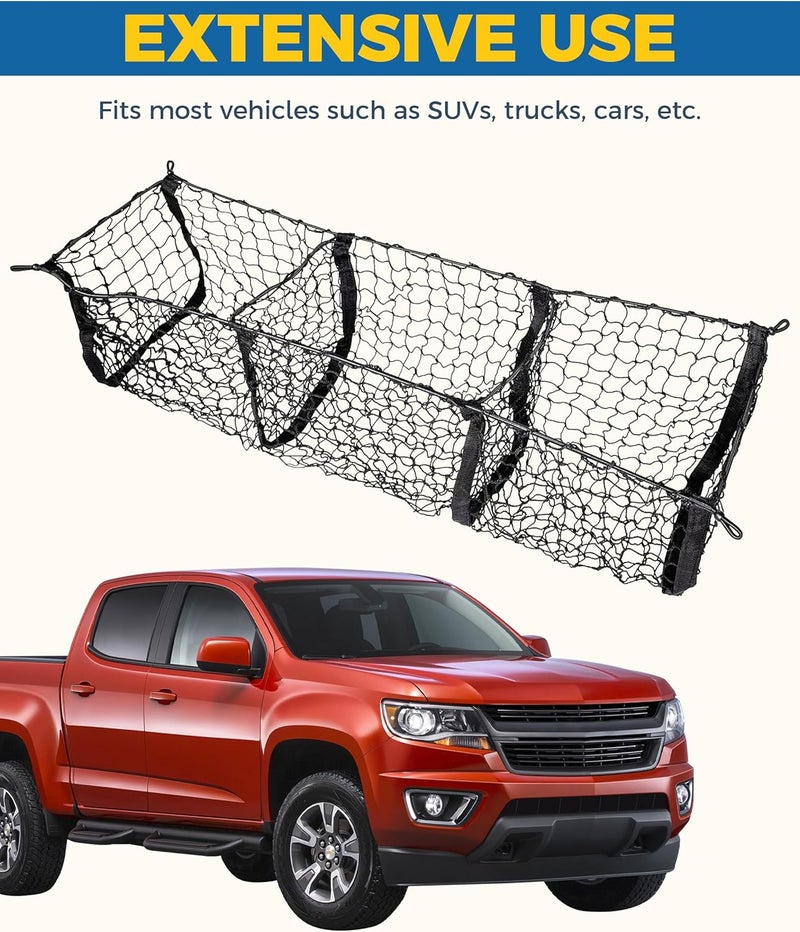 UBOG Cargo Net,Cargo Net for SUV,Truck Bed Organizer,Car Accessories Automotive Cargo Nets,3 Pocket Truck Bed Cargo Net,Truck Net Truck Storage,Mesh Storage Net for SUV, Car, Pickup Truck Bed, Etc Temp & permanent project compatible - Image 3
