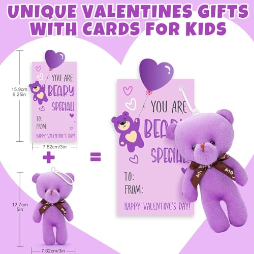 Partylamb Valentines Day Gifts for Kids 24 Pack Mini Bear Plush Toys Small Stuffed Animals Bulk Keychains with Valentines Day Cards for Kid Girls Boys Teens Exchange Gifts School Classroom Prizes Party Favors - Image 5