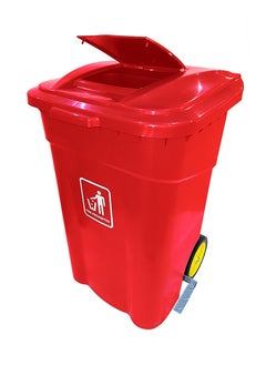 AKC AKC Outdoor Trash & Garbage Bin | Functional Waste Bin | Durable Plastic Finish | Rubber-Wheeled & Mobile | Suitable For Outdoor Areas, Villas, Malls, Restaurants, & More | 120 Liters | Red 