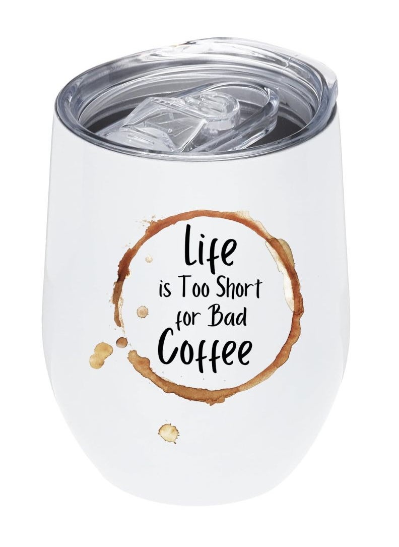 LOUD UNIVERSE White Stainless Steel Insulated Tumbler With Lid Coffee, Perfect Cute Gift For Hot And Cold Drinks  - Image 1